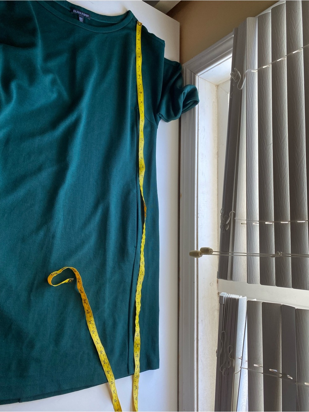 Eileen Fisher Tencel Lyocell Shift Dress Woman Large Teal Pockets 3/4 Sleeve - Picture 12 of 13